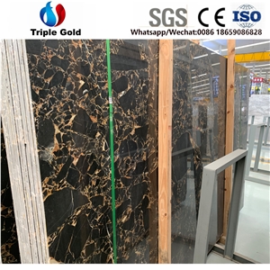 Athens Black and Gold Flower Marble Tiles Slabs