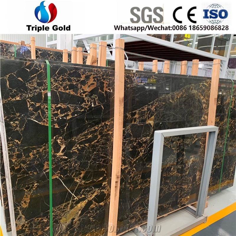 Athens Black and Gold Flower Marble Tiles Slabs