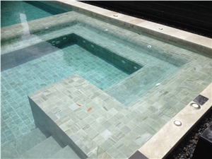 Bali Green Ocean Wave Basalt Pool Tiles