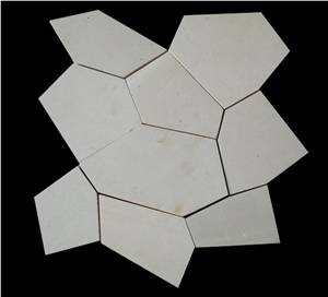 Bali White Limestone Random Cut Pattern Mosaic