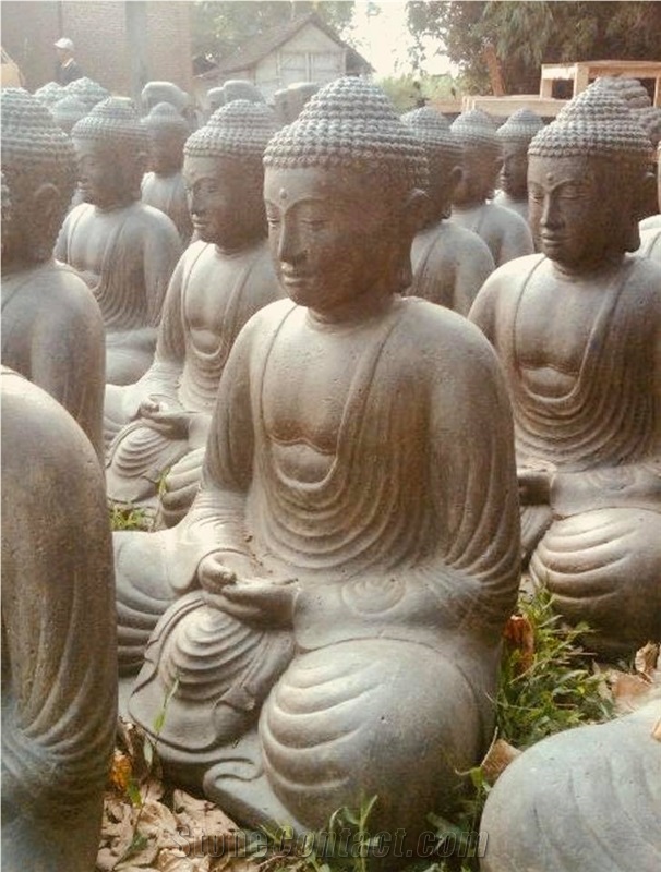 Black Lava Stone Buddha Statue