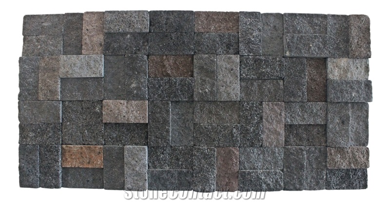 Indonesia Black Lava Stone Strip Cladding Panels