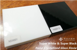 Super Black and White Nano Glass Slabs &Tiles