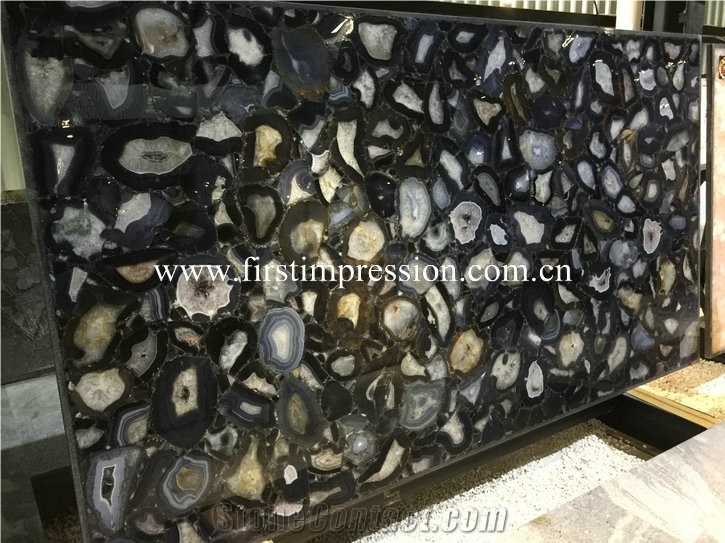 Black Agate Stone Slabs/Natural Gemstone