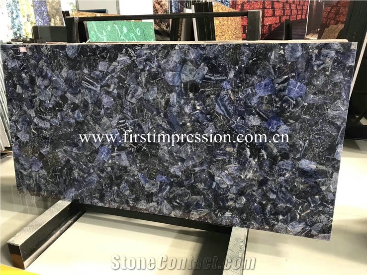Blue Gemstone Stone Slabs, Agate Semiprecious