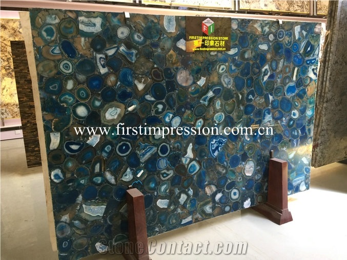 China Blue Agate Semiprecious Stone Slabs/Natural Gemstone