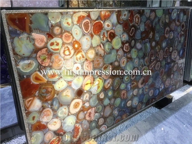 China Colorful Agate Stone Slabs/Natural Gemstone