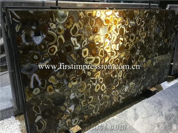 Chinese Yellow Agate Stone Slabs/Natural Gemstone