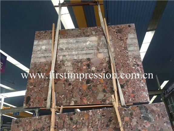 New Polished Colorful Pearls/Red Granite Slab