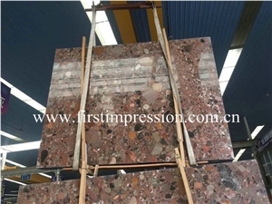 New Polished Colorful Pearls/Red Granite Slab