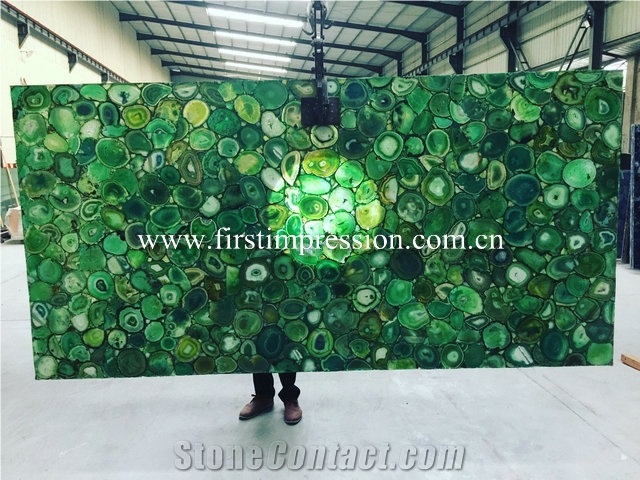 Nice Green Agate Slabs/China Gemstone Slabs&Tiles