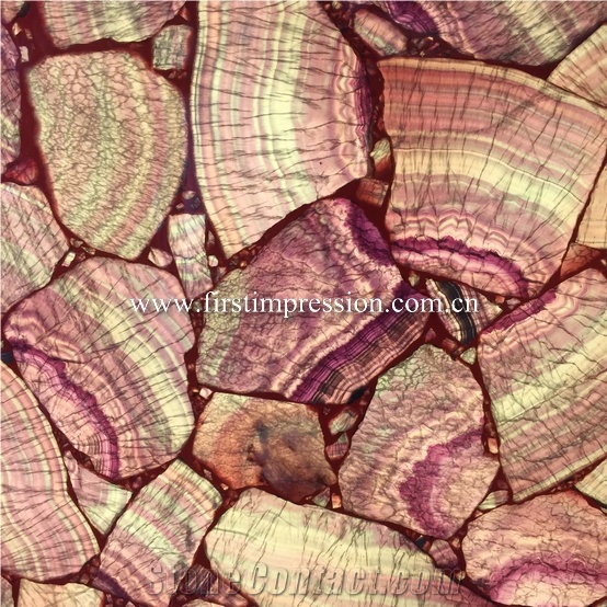 Pink Crystal Gemstone Slabs/Semiprecious Stone