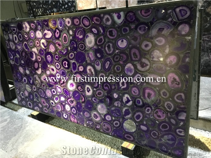 Purple Agate Semiprecious Stone Slabs/Natural Gemstone