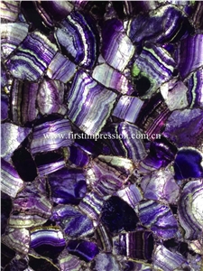 Purple Crystal Slabs, Agate Gemstone Semiprecious