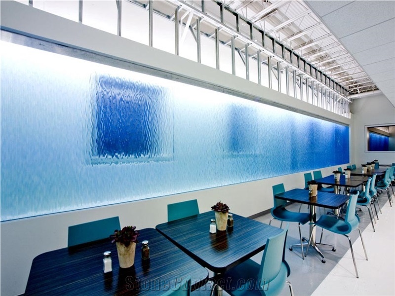 Blue Translucent Acrylic Slab Interior Wall Design