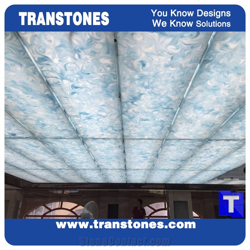 Blue Translucent Resin Faux Onyx Ceiling Panel
