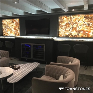 Brown Backlit Resin Panel Home Design Wall Decors