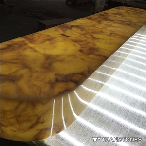 Brown Polished Faux Alabaster Panel Bar Top Design