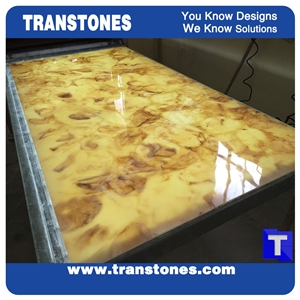 Engineered Arzo Giallo Stones Solid Surface Panel