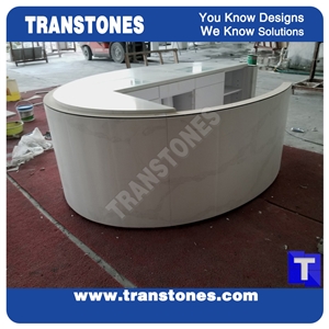 Faux White Solid Surface Marble Reception Desk