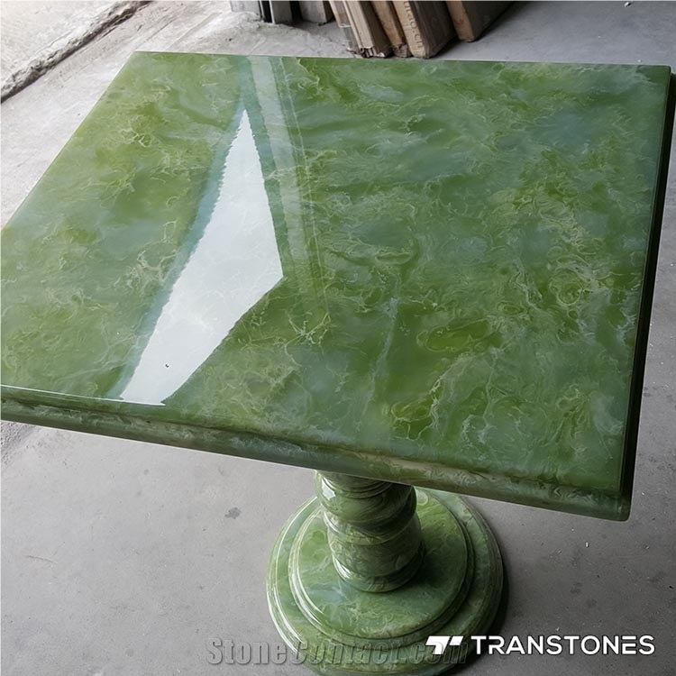Green Polished Faux Stone Tea Tables Design