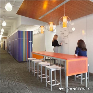 Orange Acrylic Sheet Reception Top Interior Design