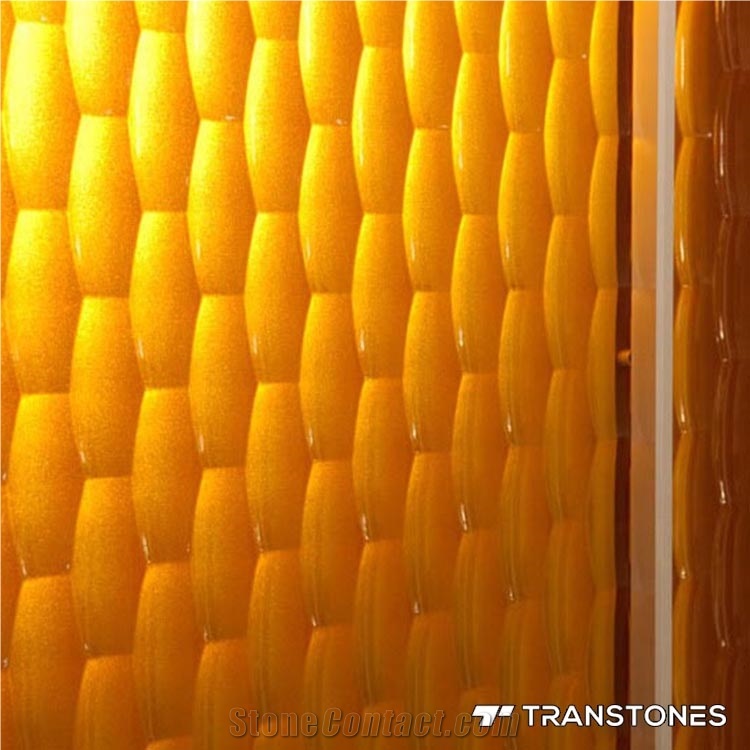 Orange Translucent Resign Acrylic Panel Wall Tiles