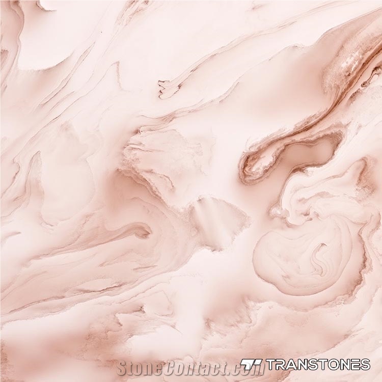 Pink Polished Translucent Resign Faux Alabaster Slabs