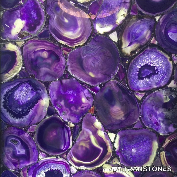 Purple Agate Translucent Natural Stone for Decors