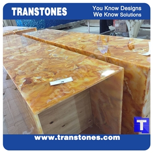 Rainbow Yellow Acrylic Faux Marble Slab for Countertops