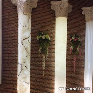 Roman White Faux Stone Column Pilasters