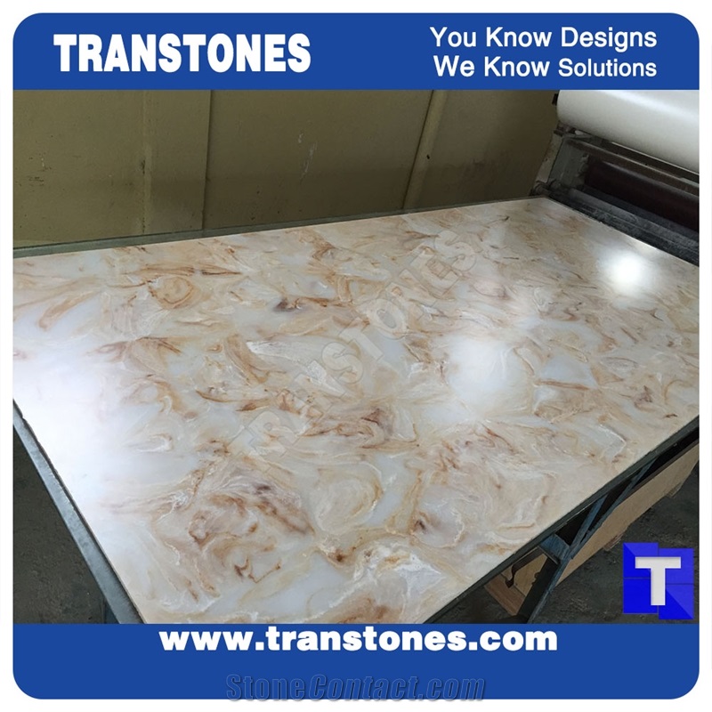 Solid Surface Beige Artificial Marble Stones