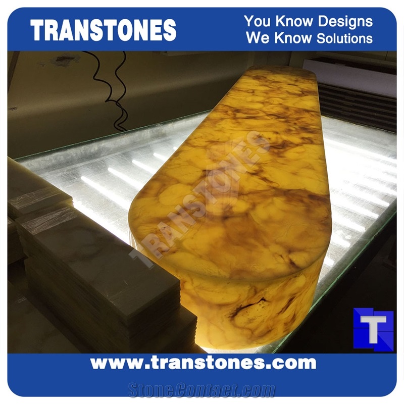Translucent Yellow Faux Alabaster Reception Desk