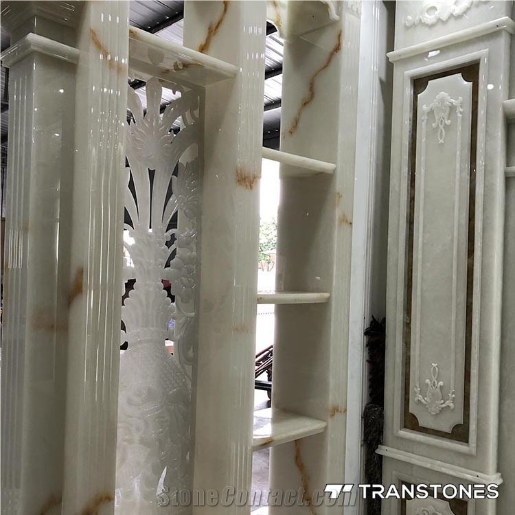 White Artificial Alabaster Stone Chinese Style Home Decors