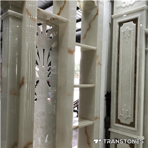 White Artificial Alabaster Stone Chinese Style Home Decors