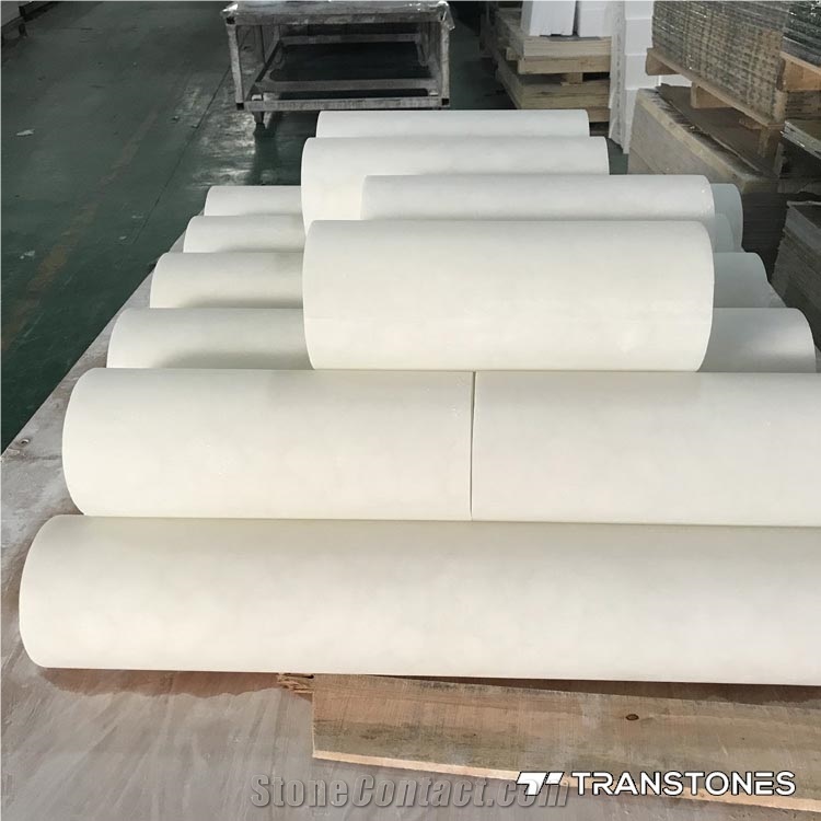 White Column Artificial Onyx Marble Building Stone