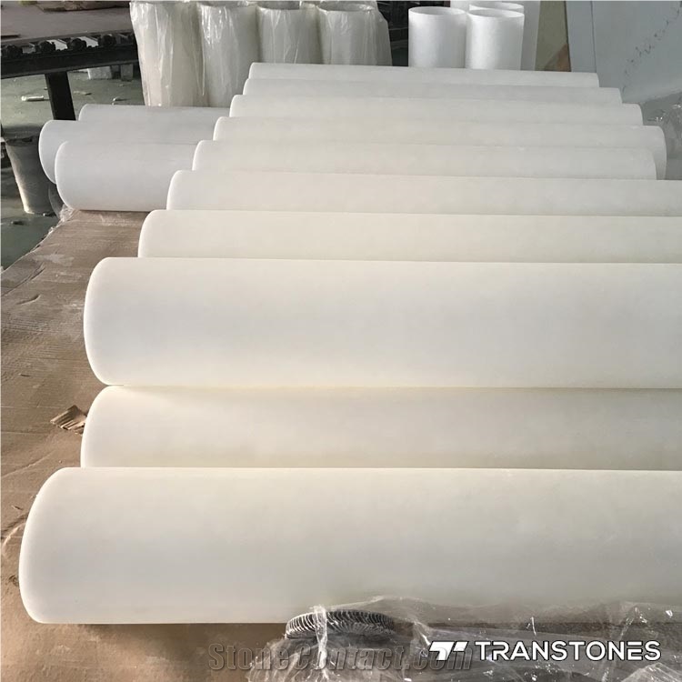 White Column Artificial Onyx Marble Building Stone