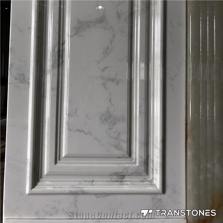 White Faux Alabaster Stone Polished Door Design