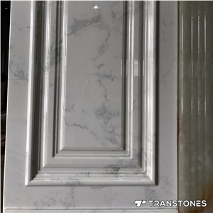 White Faux Alabaster Stone Polished Door Design