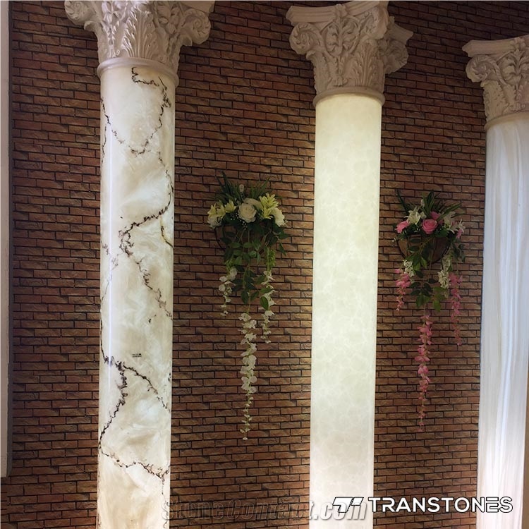 White Translucent Faux Stone Wall Column Design
