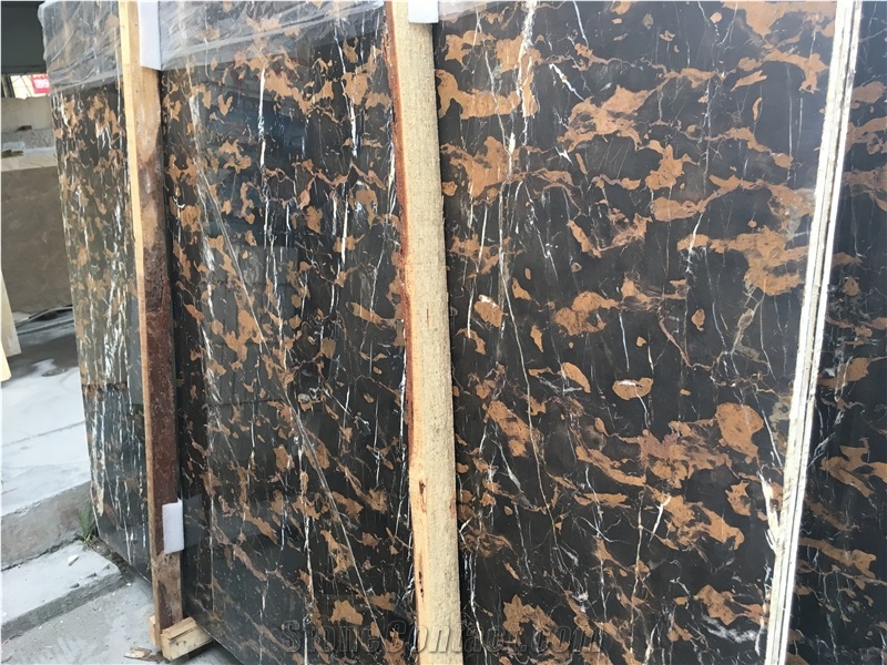 Afghanistan Black Gold Portoro Marble Slab&Tile
