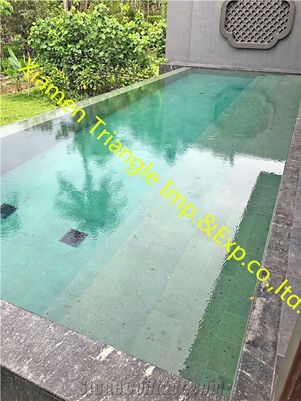 China Sukabumi Green Stone Pool Coping Project