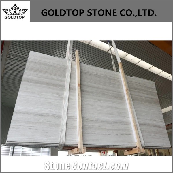 White Polished Wooden Marble Vein Cut Floor Tile
