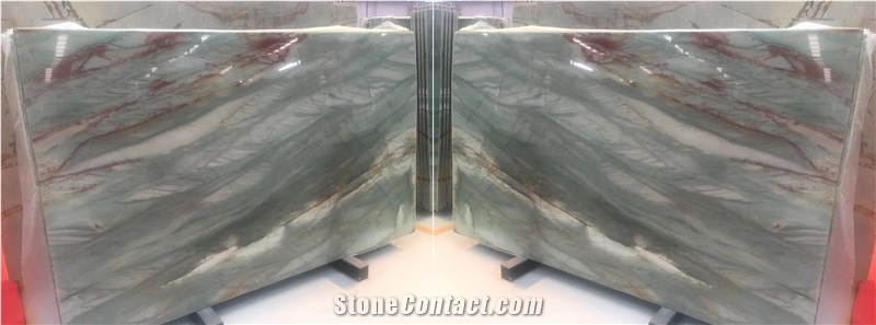 Brazil Bookmatching Pampers Green Quartzite Slabs
