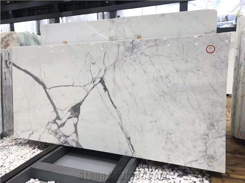 Calacatta Bluette Marble Super White Tiles, Slabs