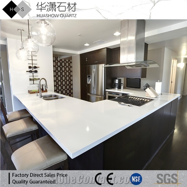 Usa Hotel Kitchen Pure White Quartz Worktop Design