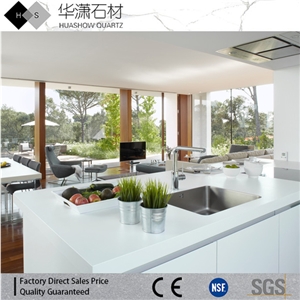 Usa Hotel Kitchen Pure White Quartz Worktop Design