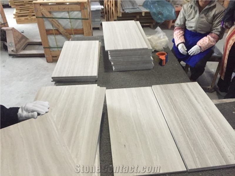 Good Quality White Wooden Marble Honed Floor Tiles