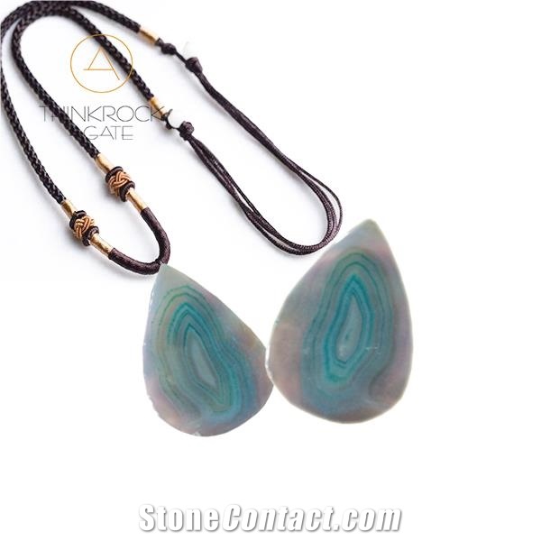 Agate Necklace Golden Edge Jewelry