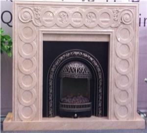 Botticino Classico Marble Sculptured Fireplace